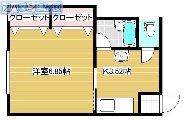 ドゥ ラトゥール坂井(1K/1階)の間取り写真