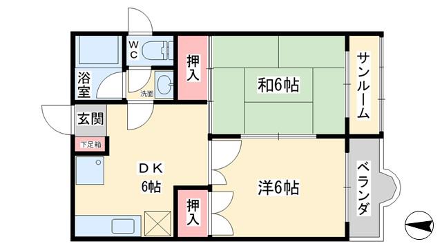 ハイムピア(2DK/2階)の間取り写真