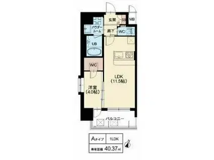 スプランディッド中之島DUE(1LDK/12階)の間取り写真