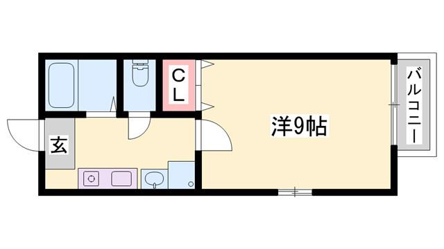 エトランス西庄(1K/1階)の間取り写真