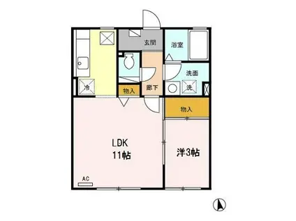 ブランコートウィル(1LDK/1階)の間取り写真