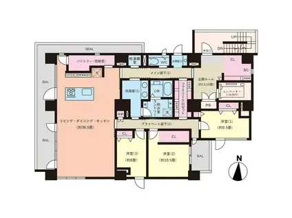 SQUARE TOWER(3LDK/3階)の間取り写真