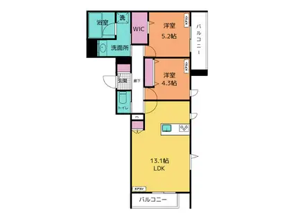 M CONDO(2LDK/1階)の間取り写真