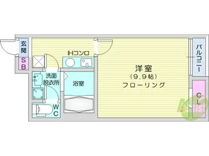 プランドール杜(1K/1階)の間取り写真