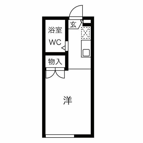 CROWN M&K(ワンルーム/1階)の間取り写真