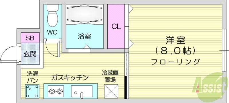 カーサ・フェリス(1K/1階)の間取り写真