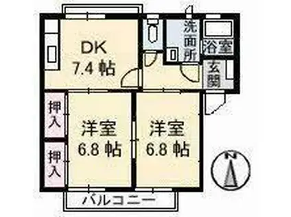 フレグランスKⅡ(2DK/1階)の間取り写真
