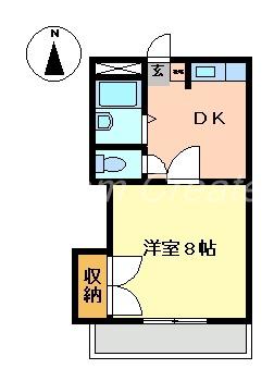 アヴィタションWISE(1DK/1階)の間取り写真