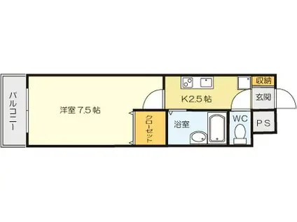 ルネッサンスTOEI田町(1K/6階)の間取り写真