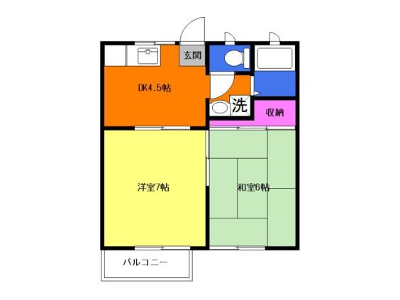 メイプルよりずみA(2DK/2階)の間取り写真