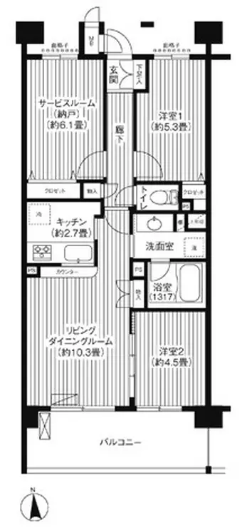 ピエス綱島 7階階 間取り
