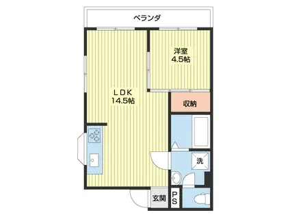 エジスポール塩屋(1LDK/3階)の間取り写真