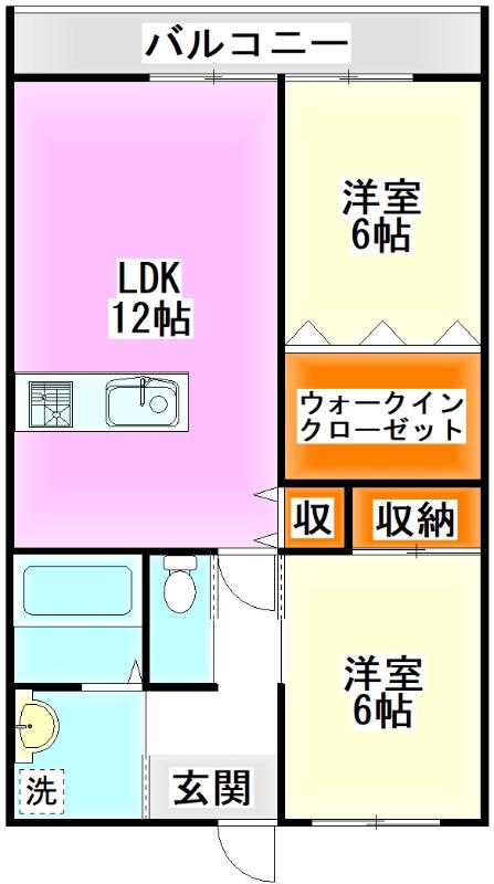 CANDEO糒B(2LDK/2階)の間取り写真