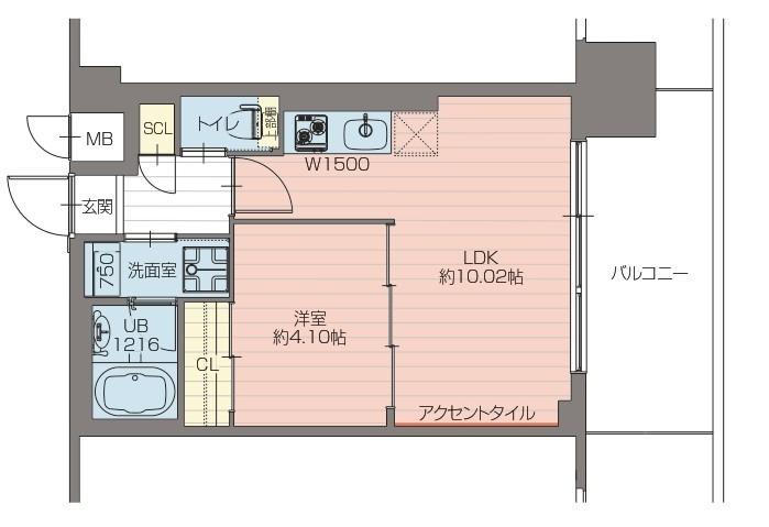 プレジオ弁天町(1LDK/7階)の間取り写真