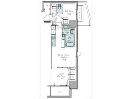 クレストコート東中野(2LDK/8階)の間取り写真