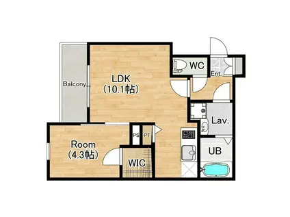 ジーメゾン妙興寺ルクシア(1LDK/1階)の間取り写真