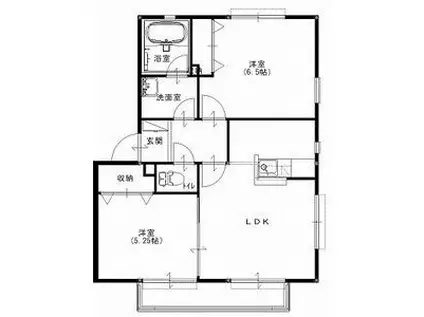 メゾン・ド・ウィステアリアH(2LDK/2階)の間取り写真