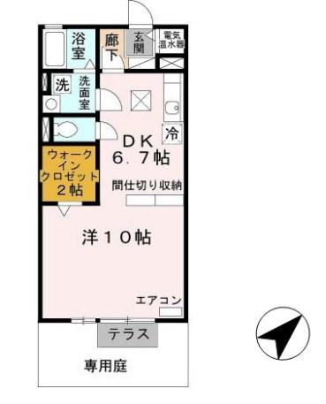 メイプルコート佐土(1DK/1階)の間取り写真