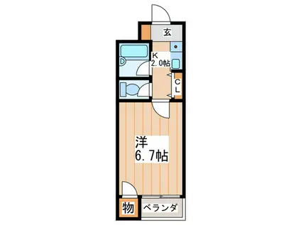 シャンティ上島(1K/2階)の間取り写真