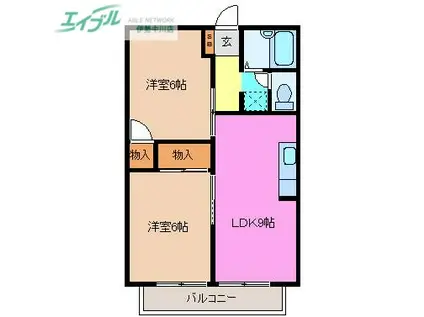 プレジール高茶屋(2LDK/2階)の間取り写真