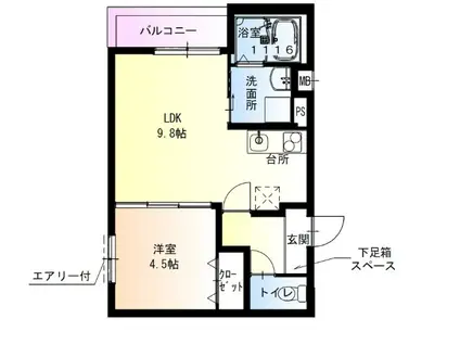 フジパレス瓜生堂Ⅵ番館(1LDK/1階)の間取り写真