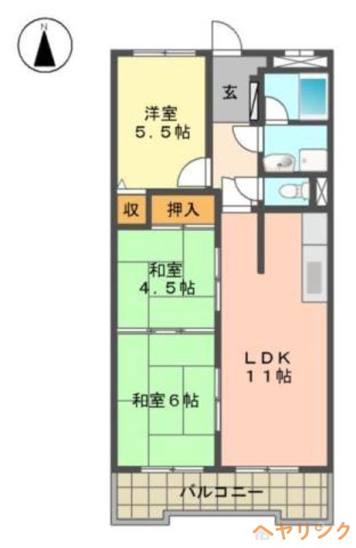 グランドハイリス上社(3LDK/2階)の間取り写真
