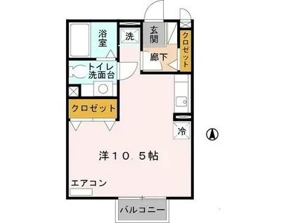 リビオンB(ワンルーム/2階)の間取り写真