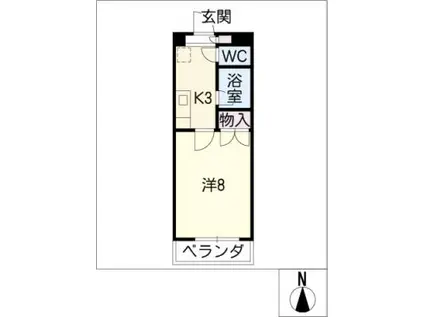 フランボワーズツシマ(1K/3階)の間取り写真