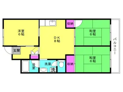 播磨城の宮(3DK/2階)の間取り写真