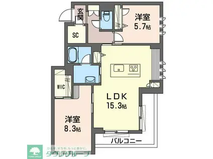 HYGGE(2LDK/3階)の間取り写真