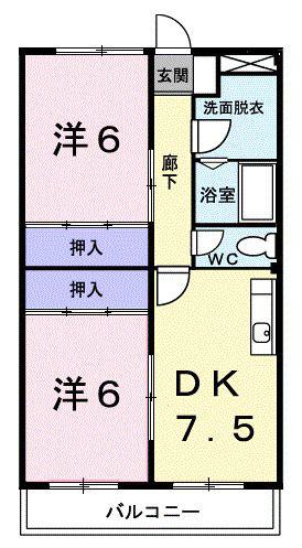 ニューマリッチ大熊(2DK/1階)の間取り写真