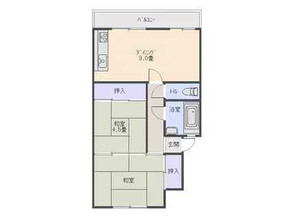 富士見ビル(2LDK/4階)の間取り写真