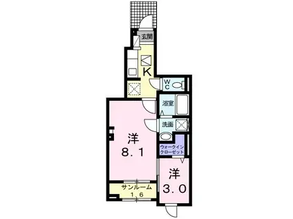 レジデンス 1番館(1SK/1階)の間取り写真