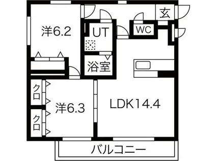 プリマヴェーラ(2LDK/1階)の間取り写真