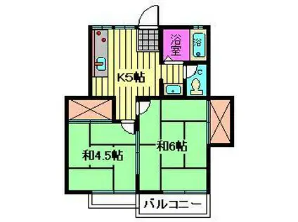 パルハウス東新井(2K/2階)の間取り写真