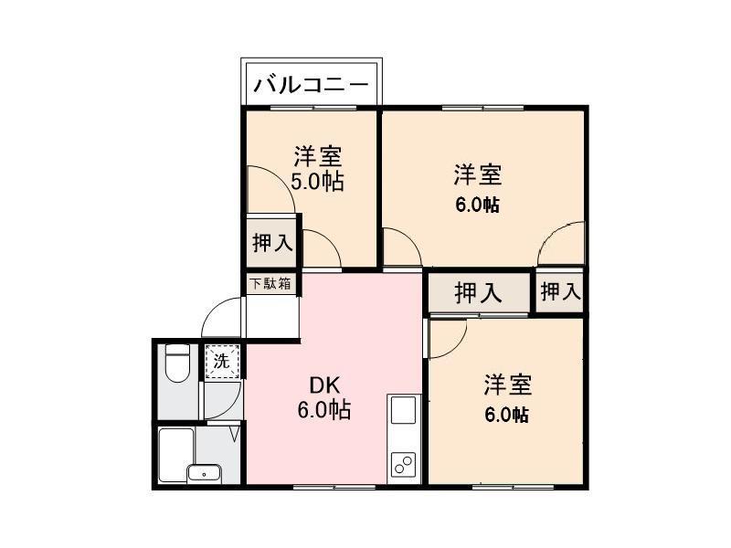ホワイトハイツ(3DK/1階)の間取り写真