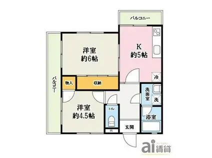 アネックスヒルズ川越(2K/3階)の間取り写真