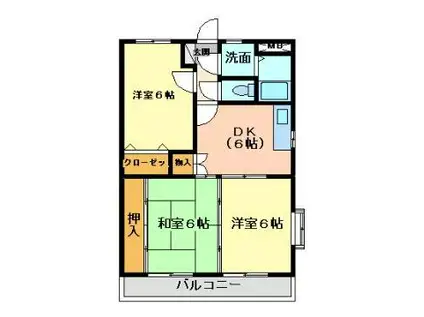 ア・ドリーム渡辺(3DK/3階)の間取り写真