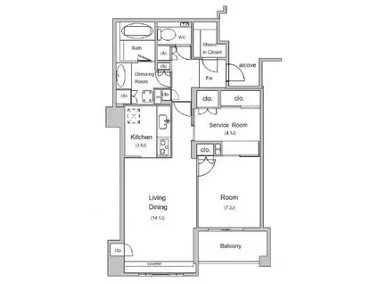 ザ・神宮前レジデンス(1SLDK/4階)の間取り写真