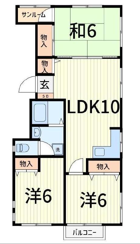 メゾンコテイ(3LDK/2階)の間取り写真