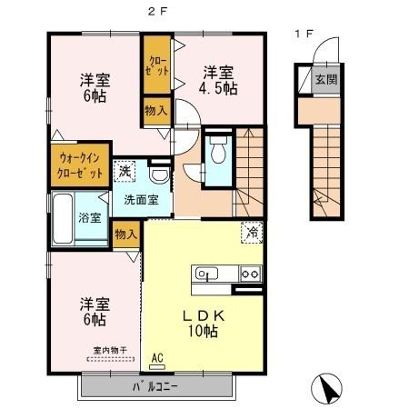ラ・プランタン(3LDK/2階)の間取り写真