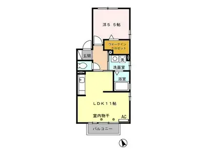 レジデンス ミツ2 B棟(1LDK/2階)の間取り写真