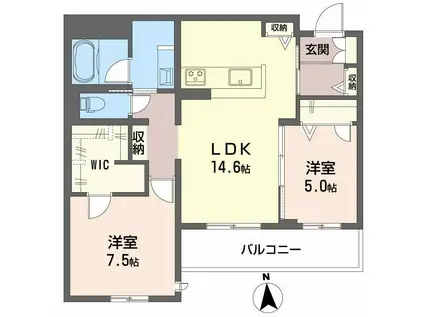 フレシア天王寺(2LDK/3階)の間取り写真
