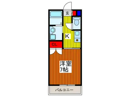 ベルフルール(1K/2階)の間取り写真