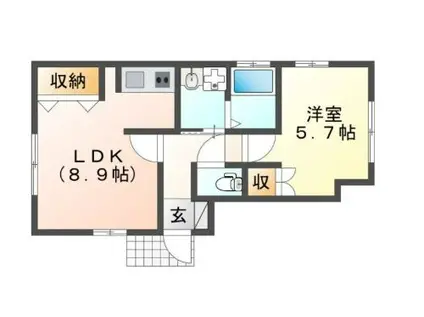 カーサ国府(1LDK/1階)の間取り写真