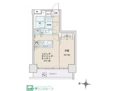 エスティメゾン錦糸町II(1LDK/13階)の間取り写真