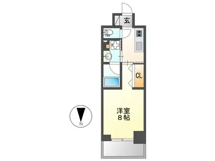 GRAND ESPOIR車道(1K/8階)の間取り写真