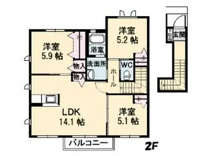 SIN嶋山-II(3LDK/2階)の間取り写真