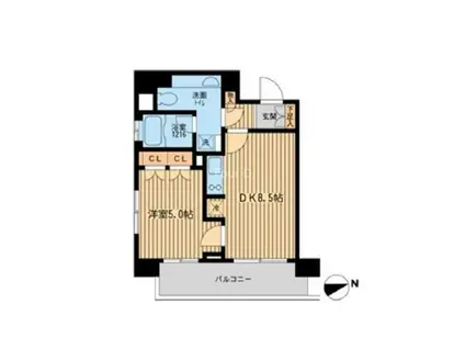 ラクラス田町(1LDK/4階)の間取り写真