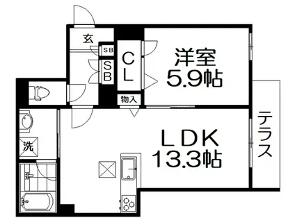 サンヴィアンテ長尾II(1LDK/1階)の間取り写真